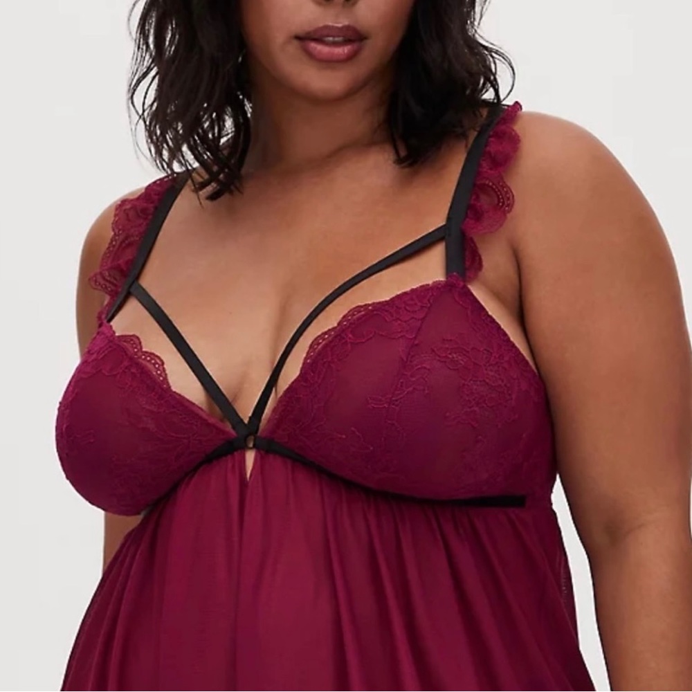 Torrid Strappy Lace & Mesh Babydoll Chemise - Picture 2 of 11